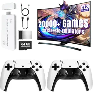 2025 Wireless Video Games for Tv Gaming, Retro Gaming Console with Game Stick 4K HD Game Stick, Plug & Play TV Video Game Set for 2 Player with 23 Emulators 21K+ Games 2.4G Wireless